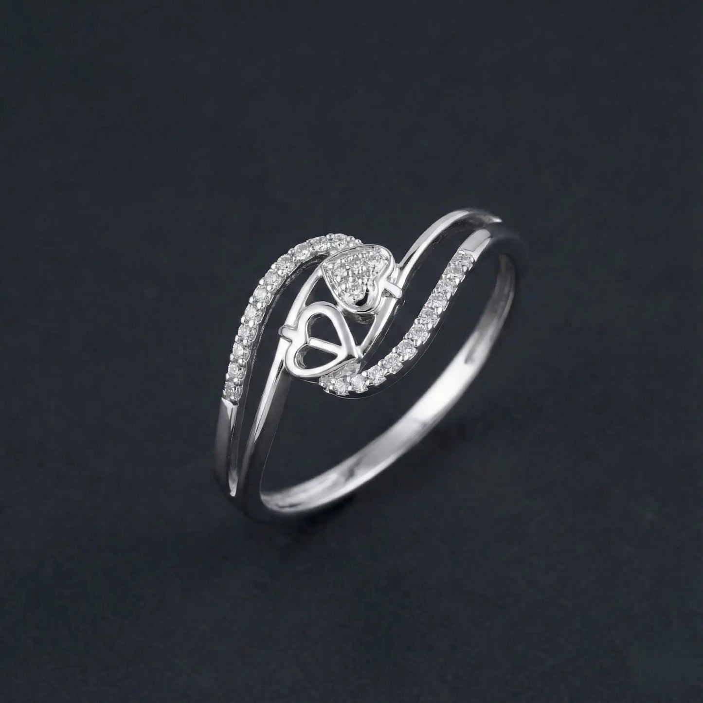 Dual Heart Diamond Ring Orilucent