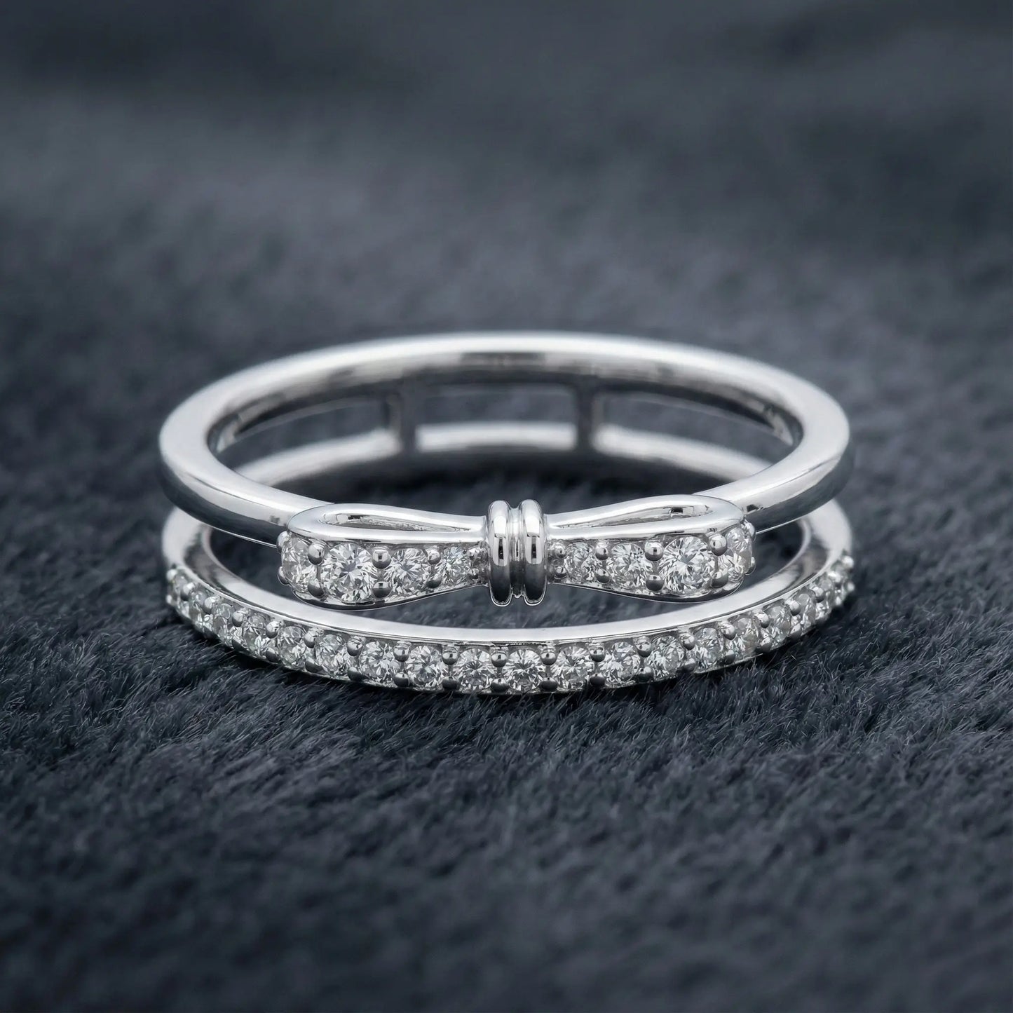 Diamond Bow Split Band Ring Orilucent