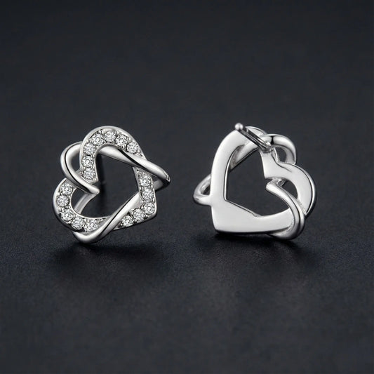 Entwined Heart Diamond Stud Earrings Orilucent