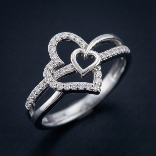 Two Hearts Diamond Ring Orilucent