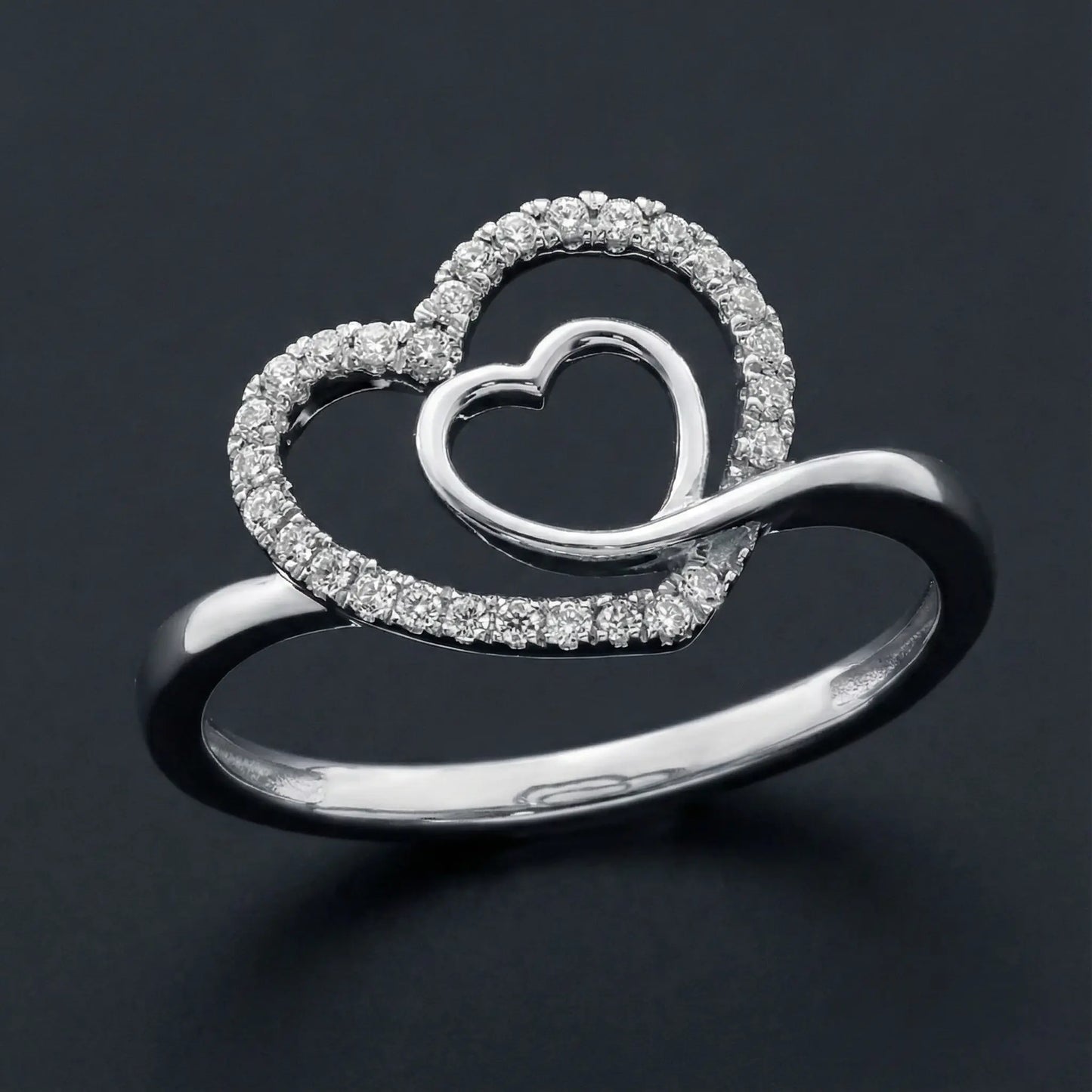 Double Heart Diamond Ring Orilucent