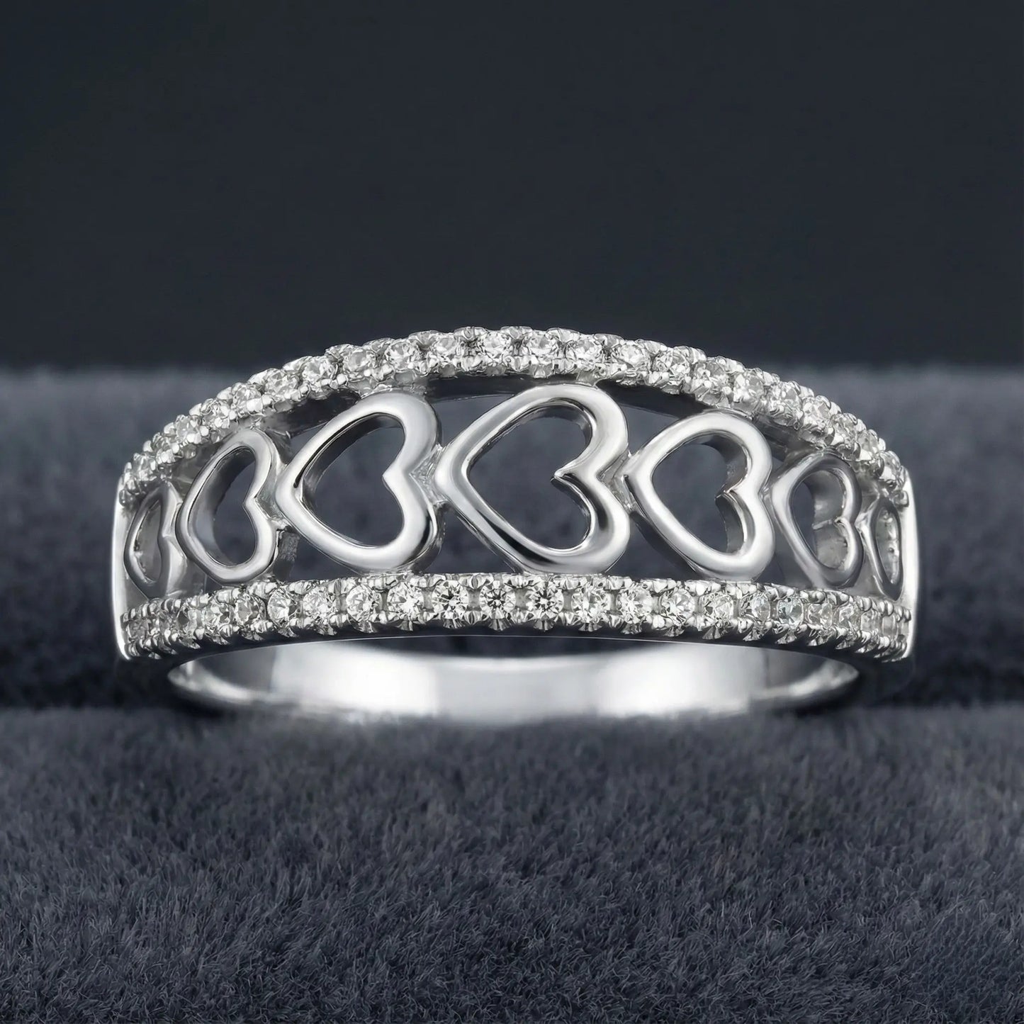 Multiple Heart Diamond Band Ring Orilucent
