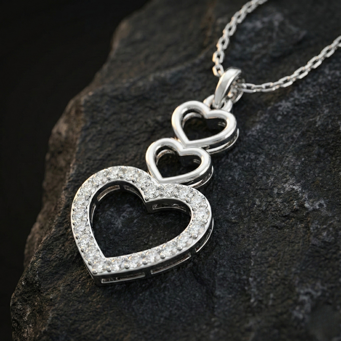 Triple Heart Diamond Pendant Orilucent