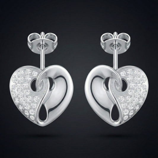 Yin Yang Heart Diamond Stud Earrings Orilucent
