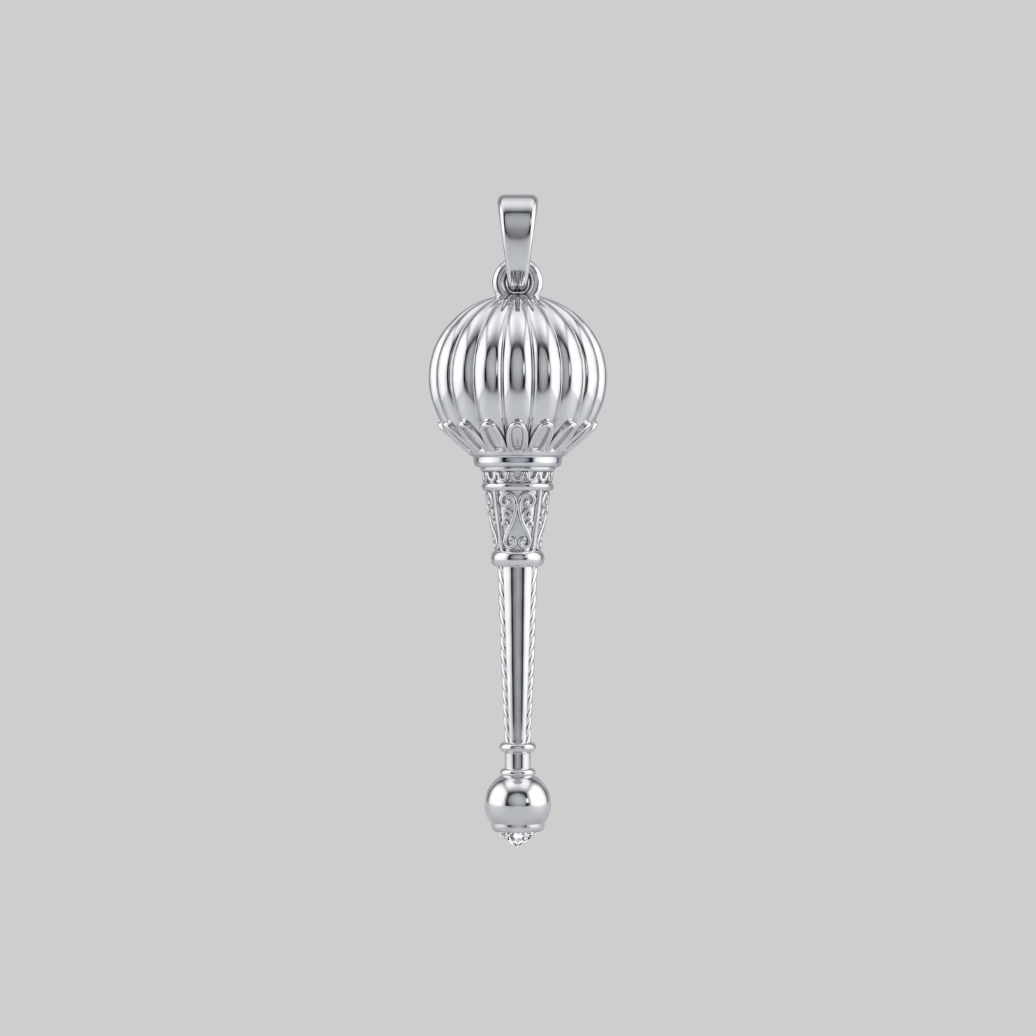 Hanuman Gada Diamond Pendant | 925 Sterling Silver Lab Grown Diamond | Hindu Spiritual Jewelry | Tijori Drop #002