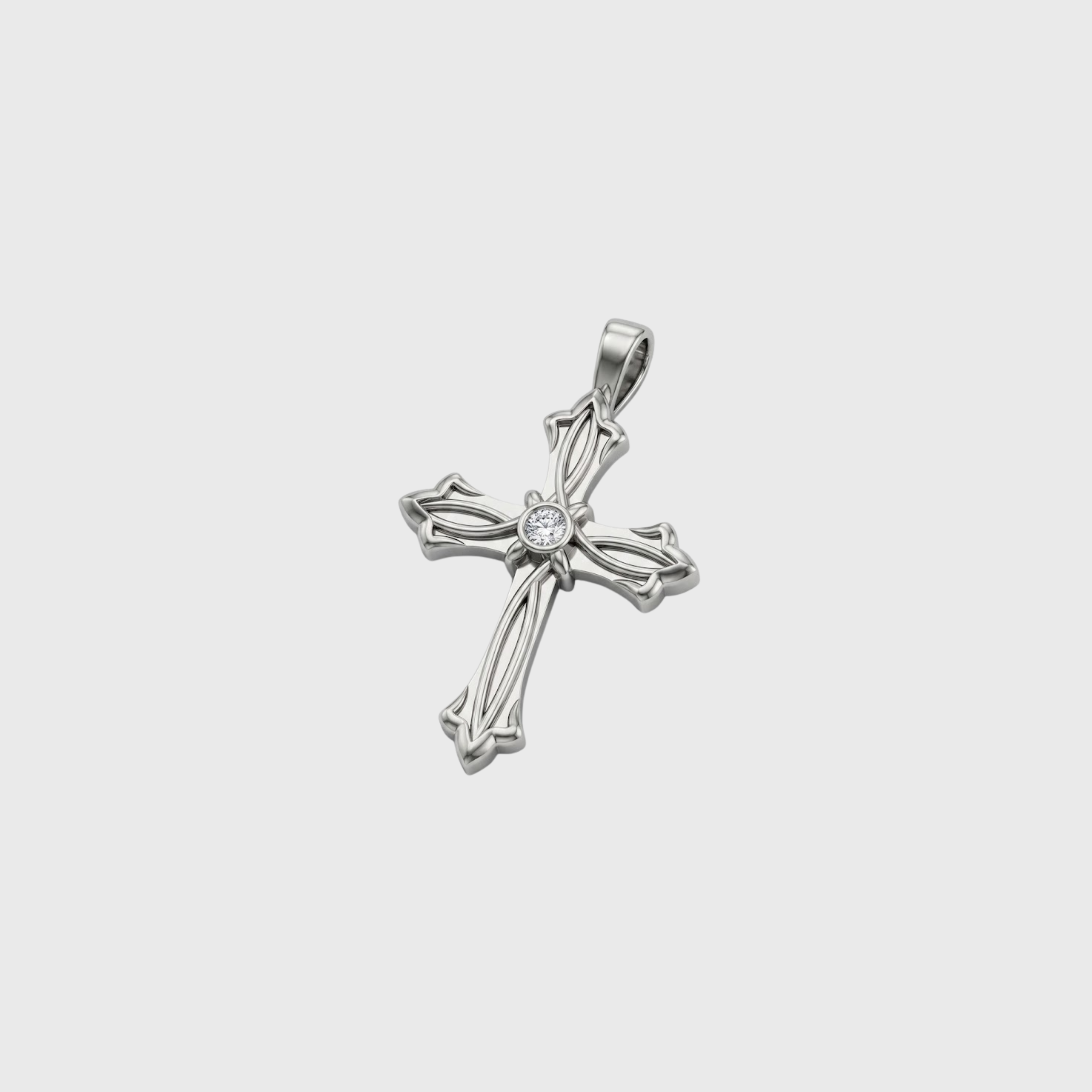 Striped Cross Diamond Pendant | 925 Sterling Silver Lab Grown Diamond | Christian Spiritual Jewelry 