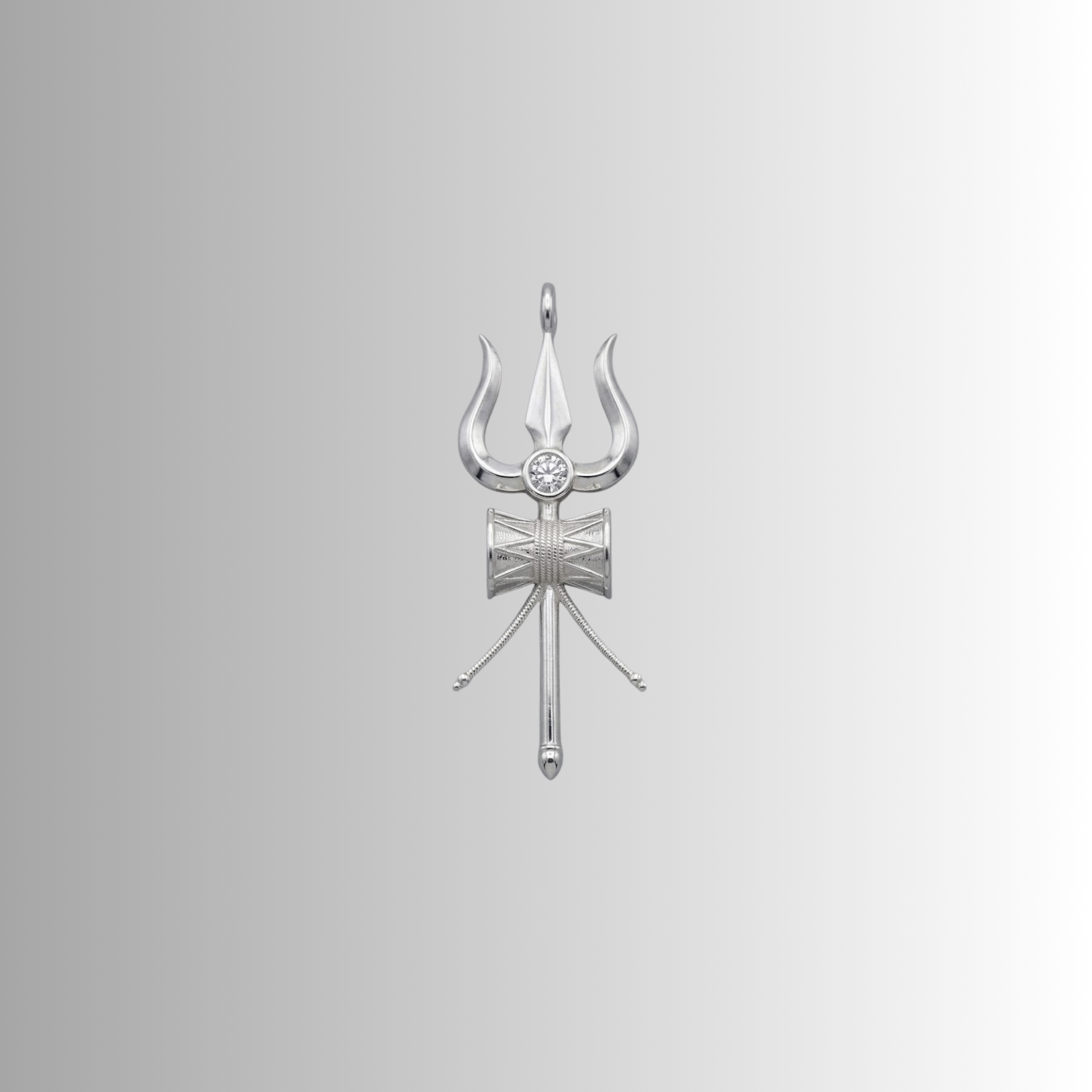 Trishul Diamond Pendant with Silver Chain