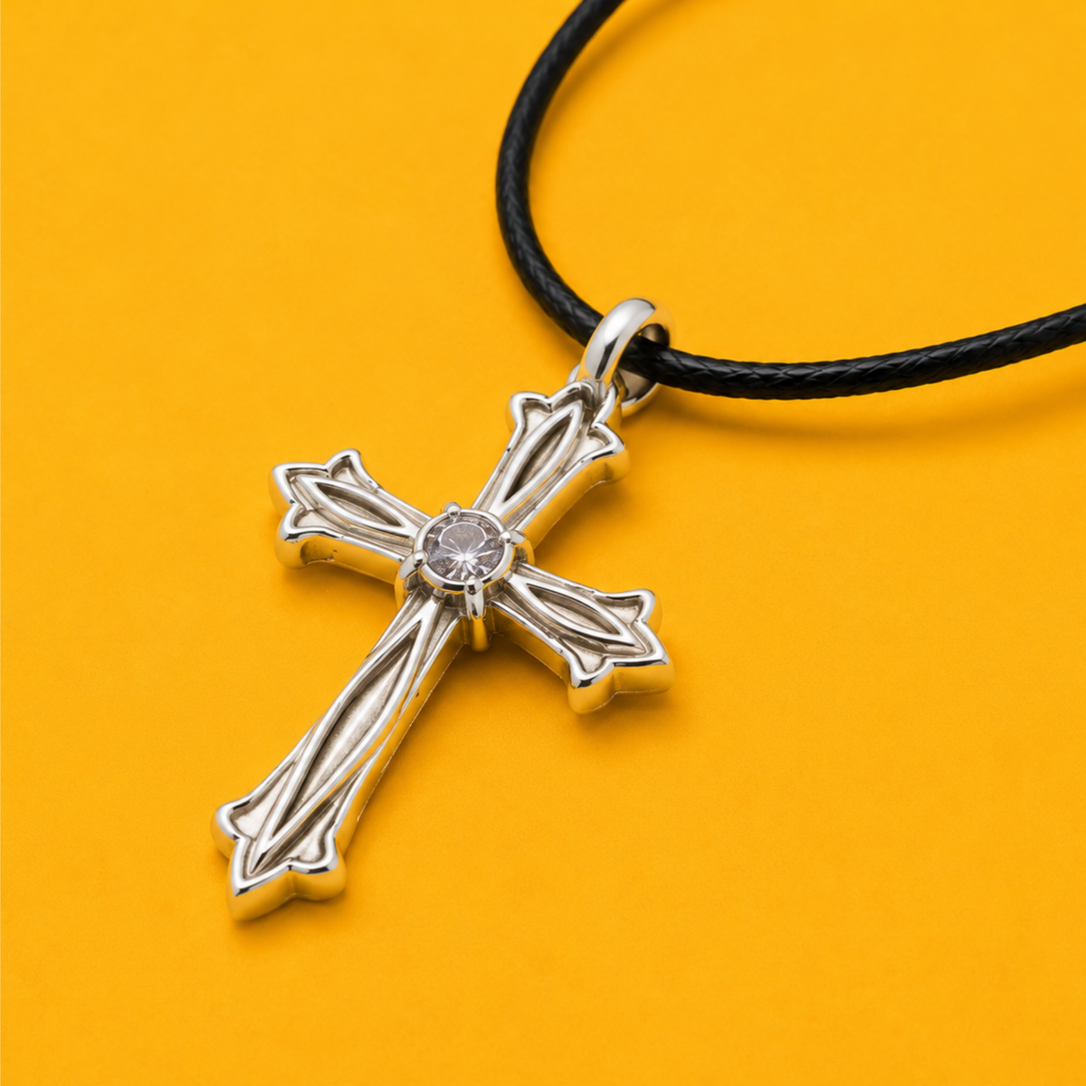 Gothic Cross Lab Diamond Pendant