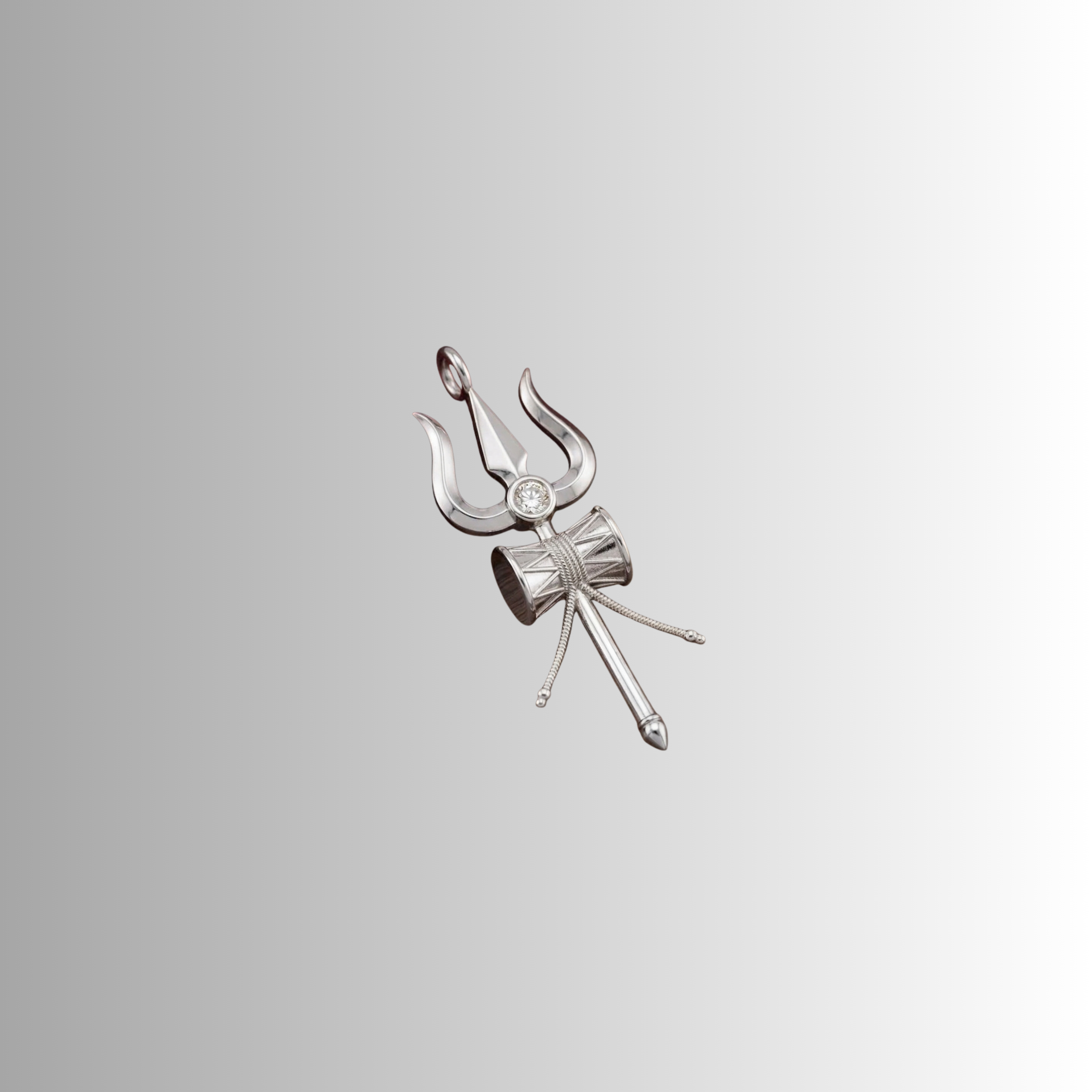 Trishul Diamond Pendant with Silver Chain