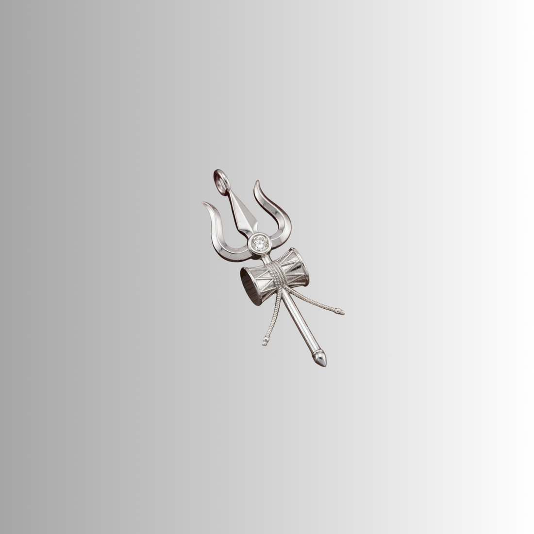 Trishul Diamond Pendant with Silver Chain