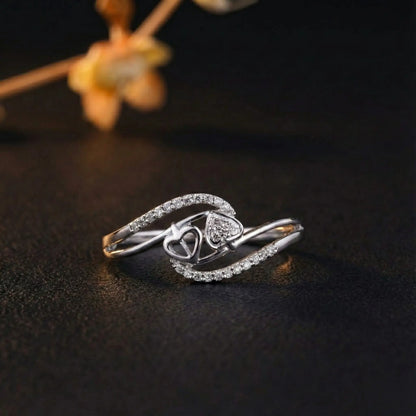 Dual Heart Diamond Ring Orilucent