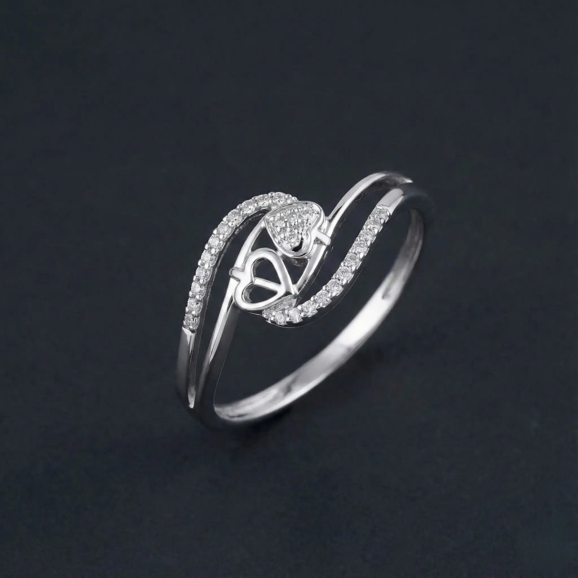 Dual Heart Diamond Ring Orilucent