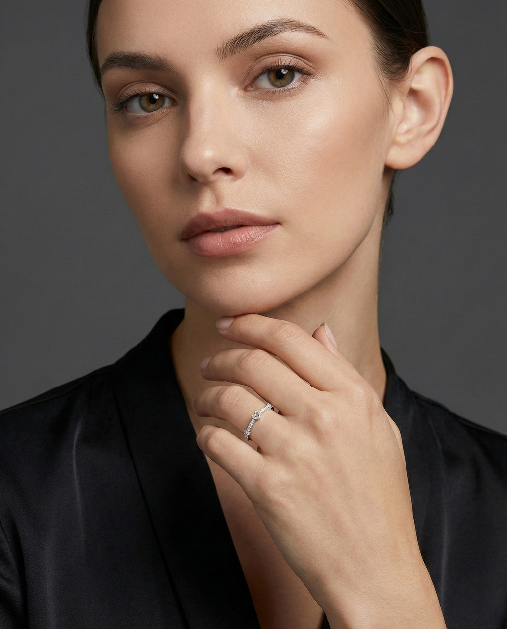 Triple Heart 925 Silver Diamond Ring with Lab-Grown Diamonds