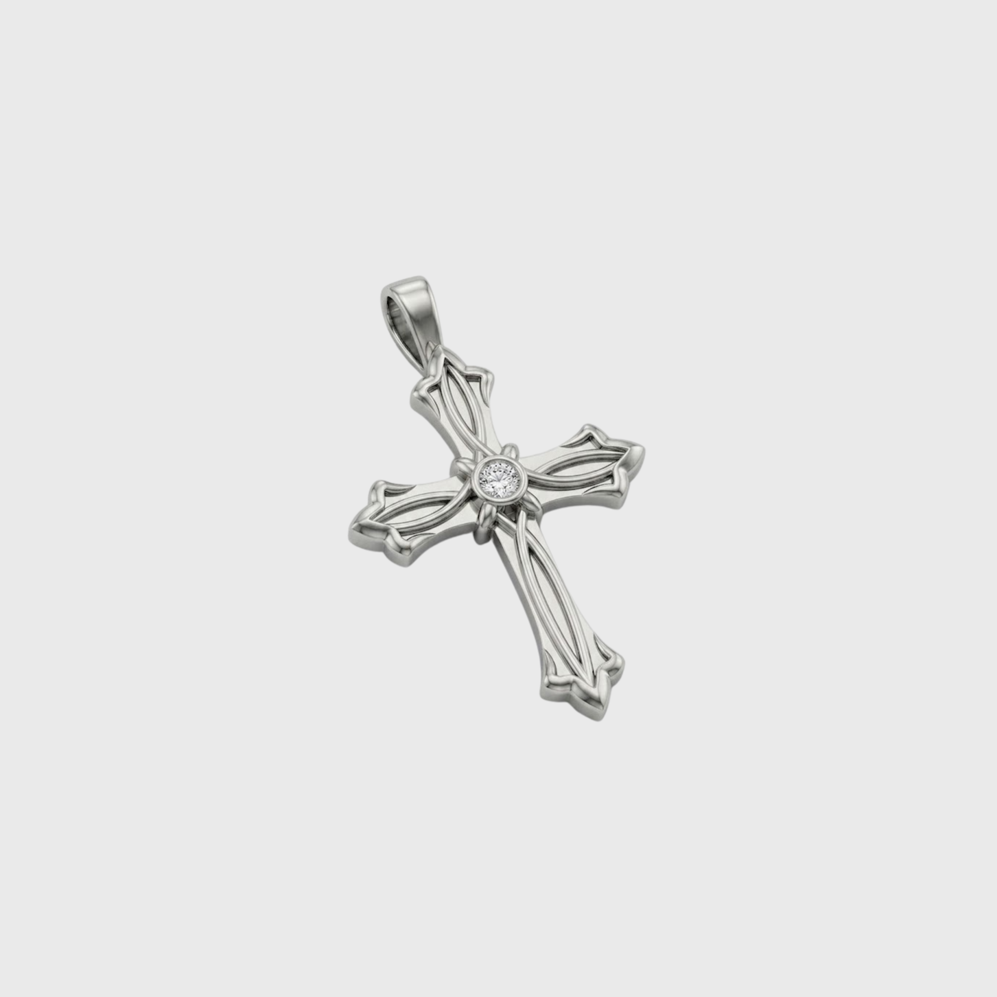Striped Cross Diamond Pendant | 925 Sterling Silver Lab Grown Diamond | Christian Spiritual Jewelry 