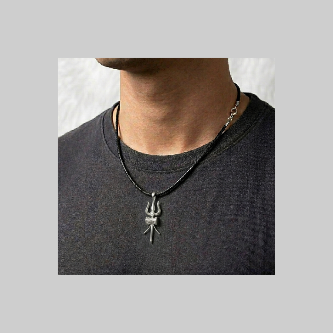 Trishul Diamond Pendant with Silver Chain
