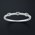 Triple Heart 925 Silver Diamond Ring with Lab-Grown Diamonds