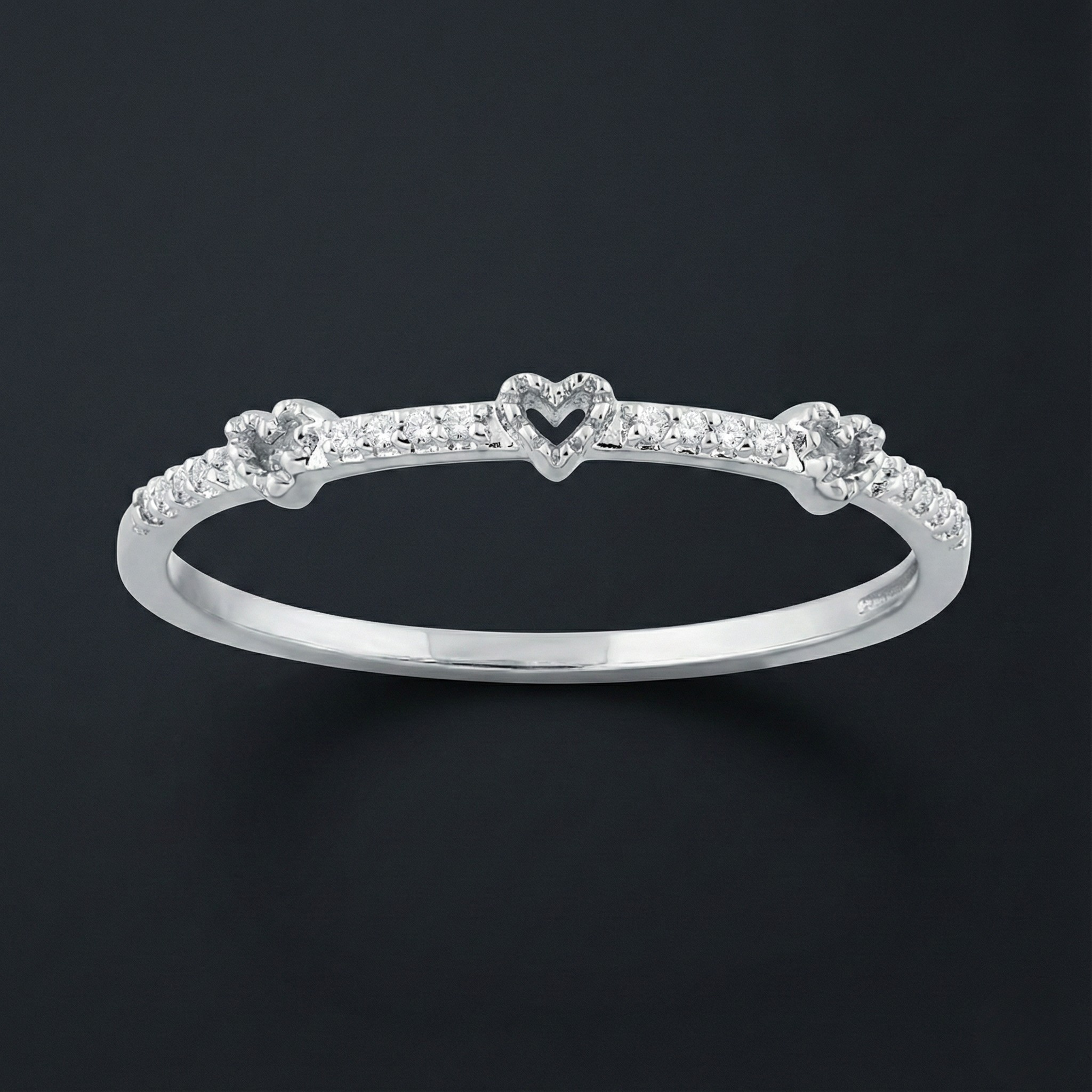Triple Heart 925 Silver Diamond Ring with Lab-Grown Diamonds