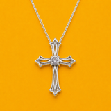 Gothic Cross Lab Diamond Pendant