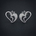 Double Heart 925 Silver Diamond Earrings with Lab-Grown Diamonds