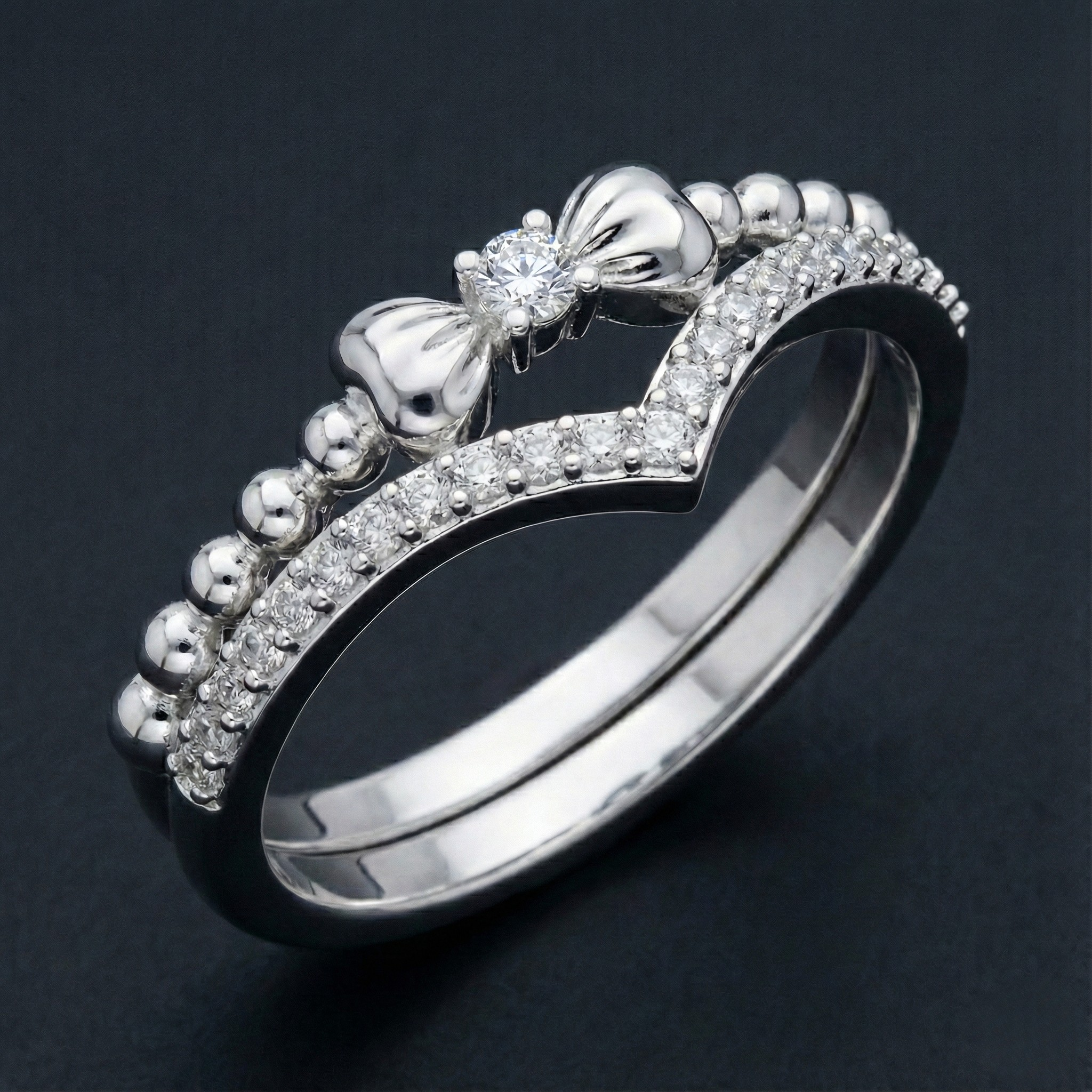 Bow Diamond 925 Silver Diamond Ring with Lab-Grown Diamonds