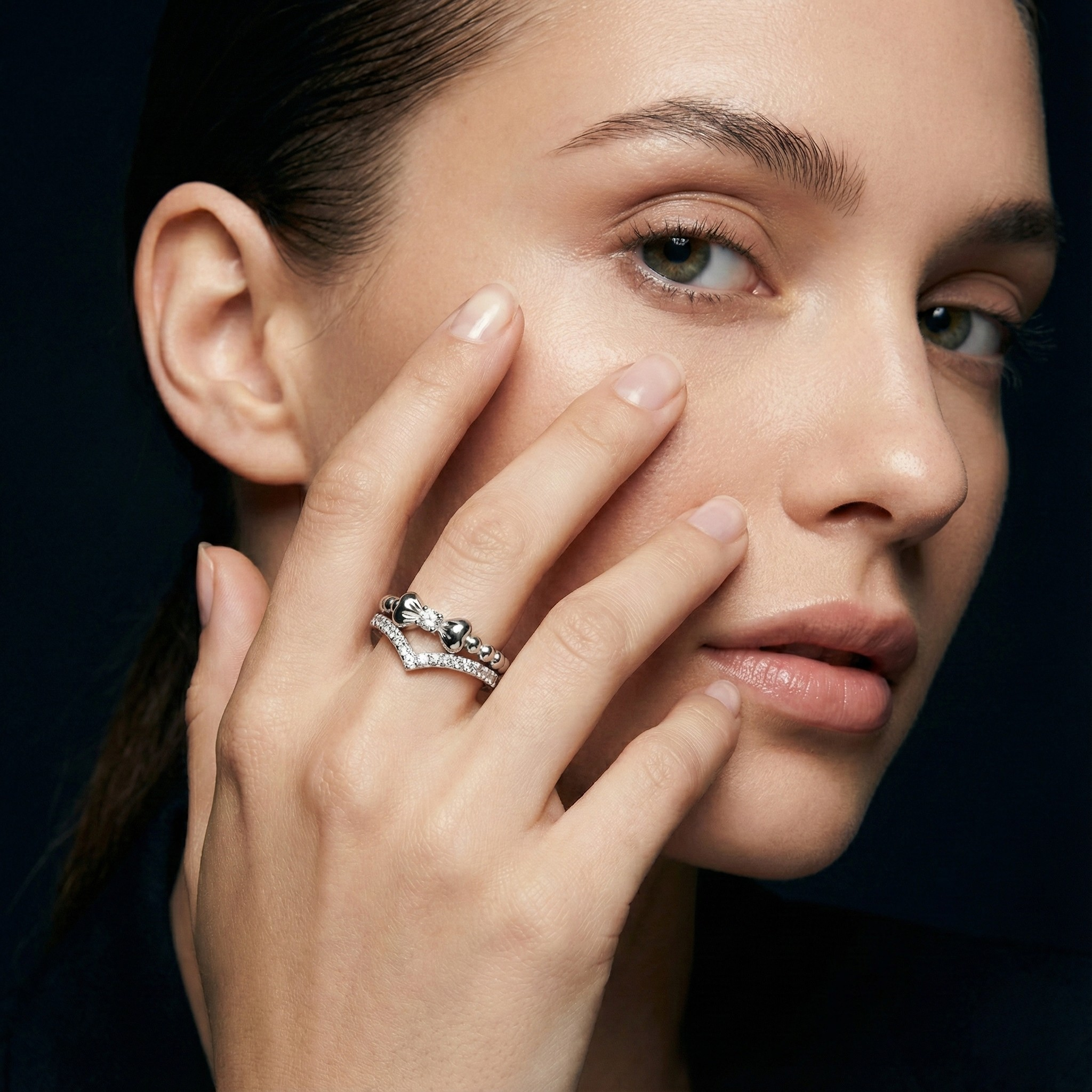 Bow Diamond 925 Silver Diamond Ring with Lab-Grown Diamonds