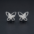 Butterfly 925 Silver Diamond Stud Earrings with Lab-Grown Diamonds