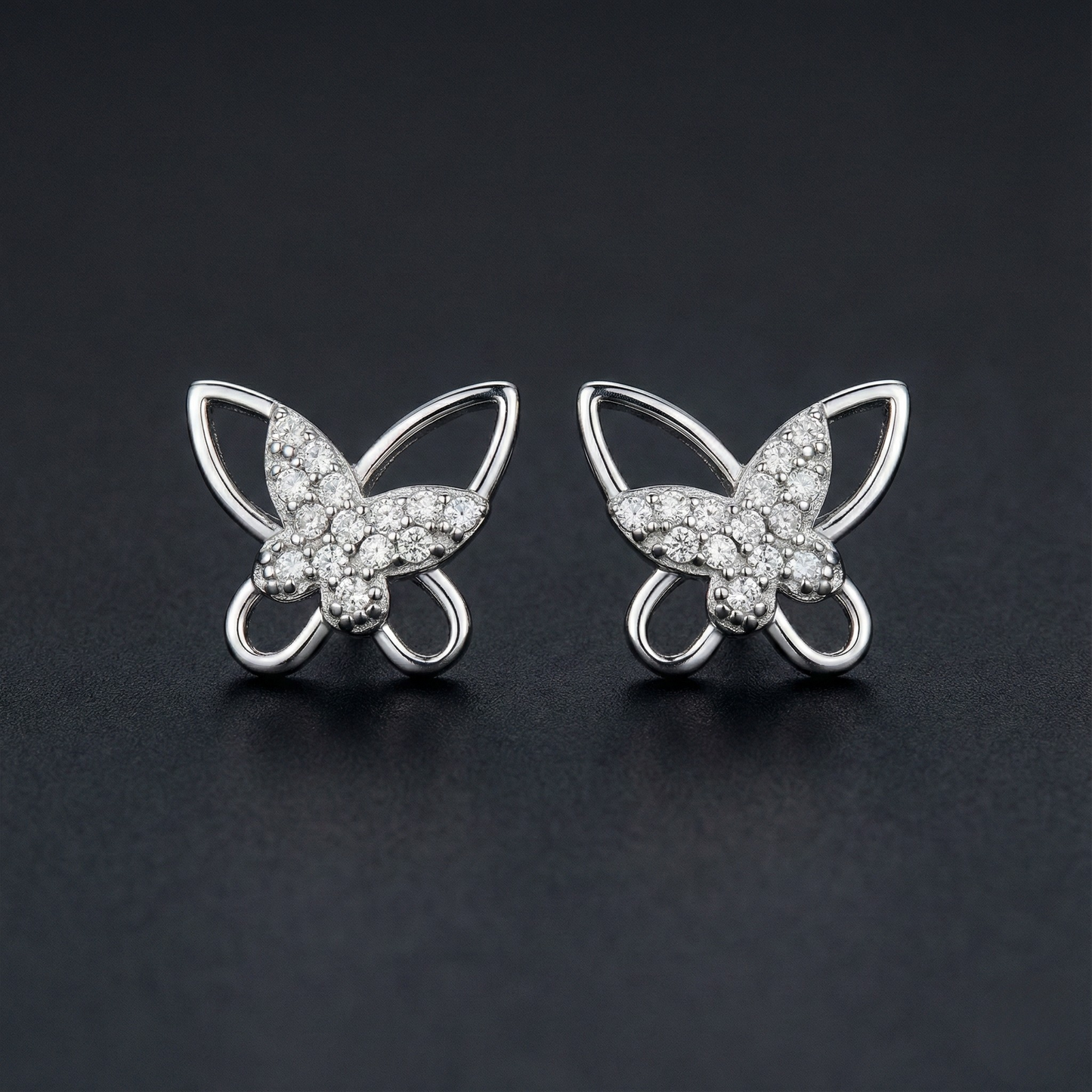 Butterfly Diamond Stud Earrings Orilucent
