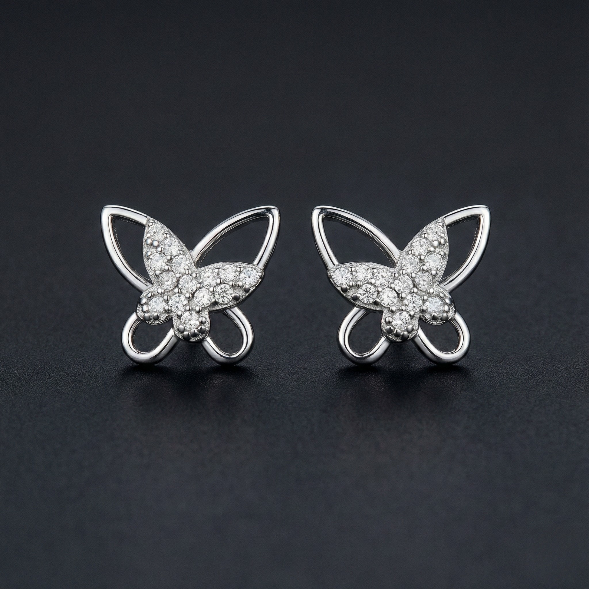 Butterfly Diamond Stud Earrings Orilucent