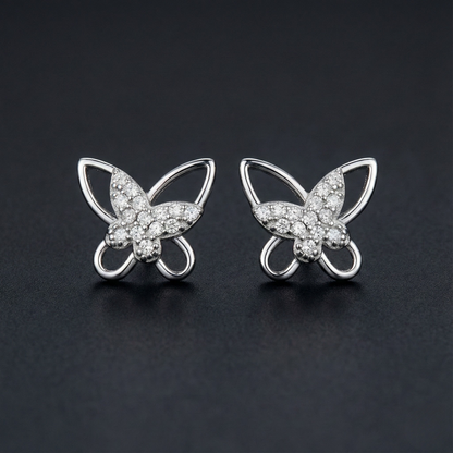 Butterfly Diamond Stud Earrings Orilucent