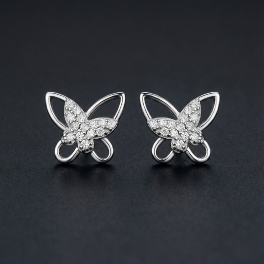 Butterfly Diamond Stud Earrings Orilucent