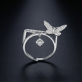 Butterfly 925 Silver Diamond Ring with Lab-Grown Diamonds
