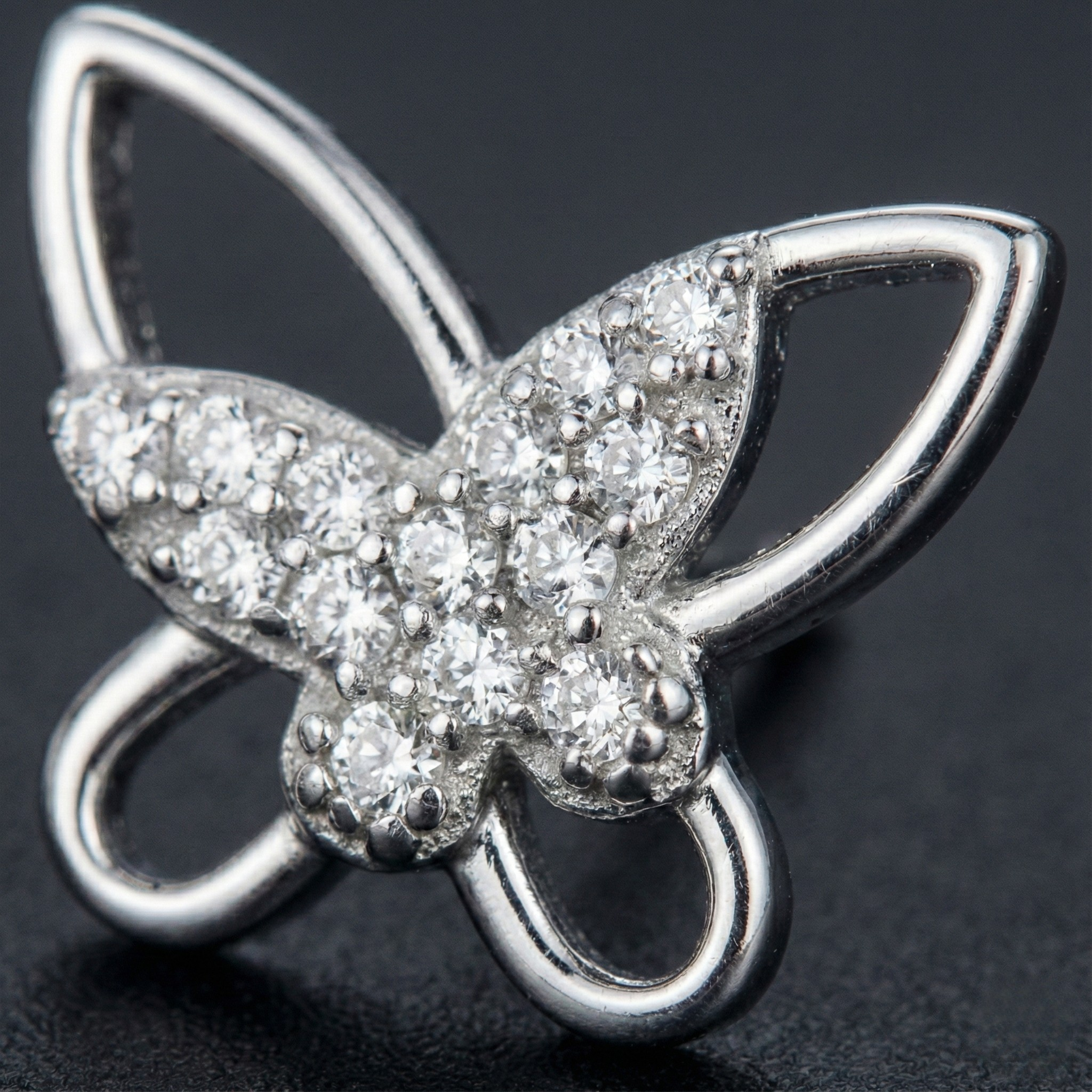 Butterfly 925 Silver Diamond Stud Earrings with Lab-Grown Diamonds