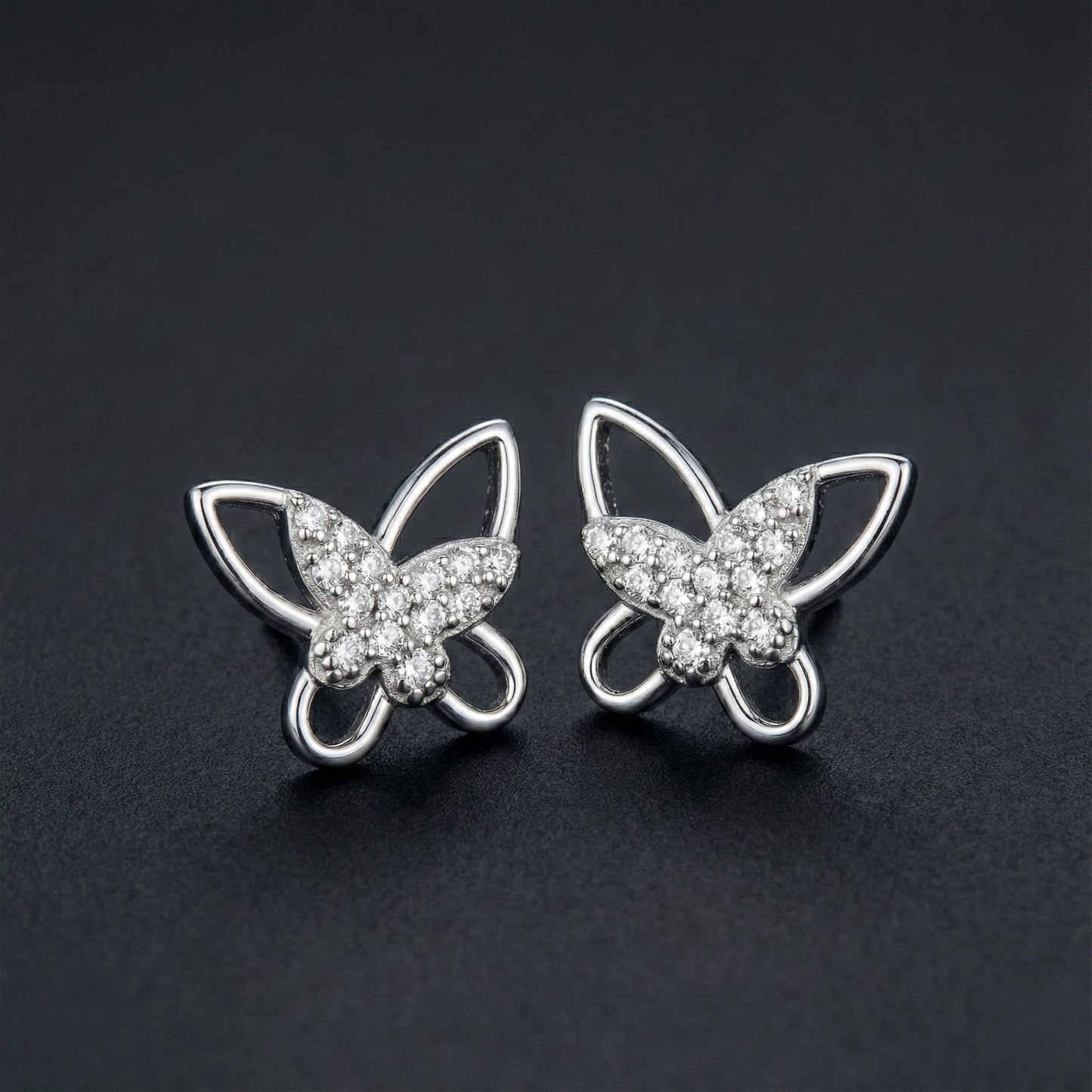 Butterfly Diamond Stud Earrings Orilucent