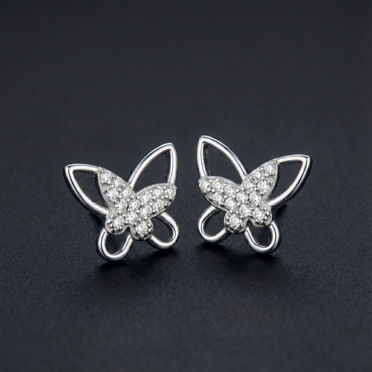 Butterfly Diamond Stud Earrings Orilucent