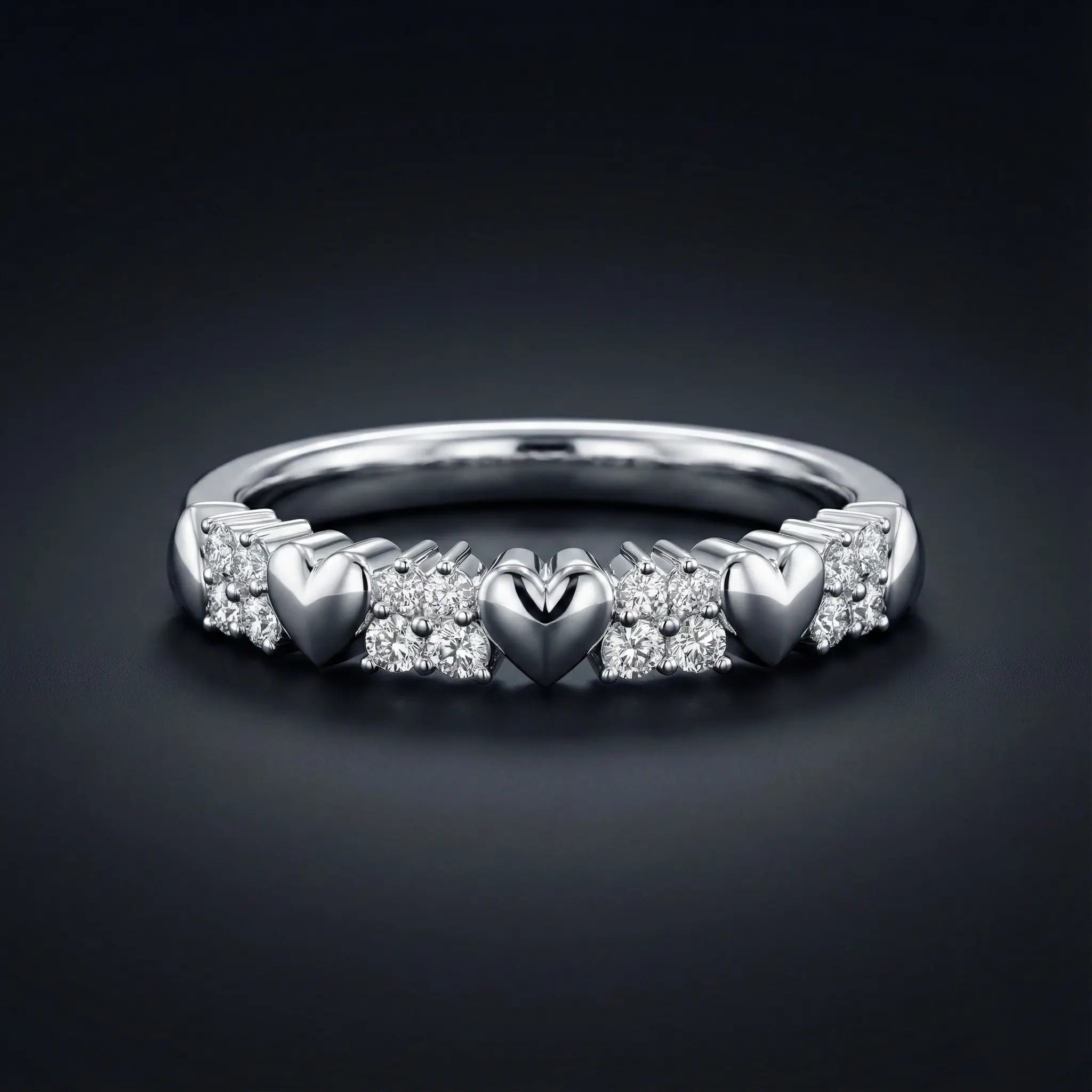 Heart Cluster Diamond Band Ring Orilucent