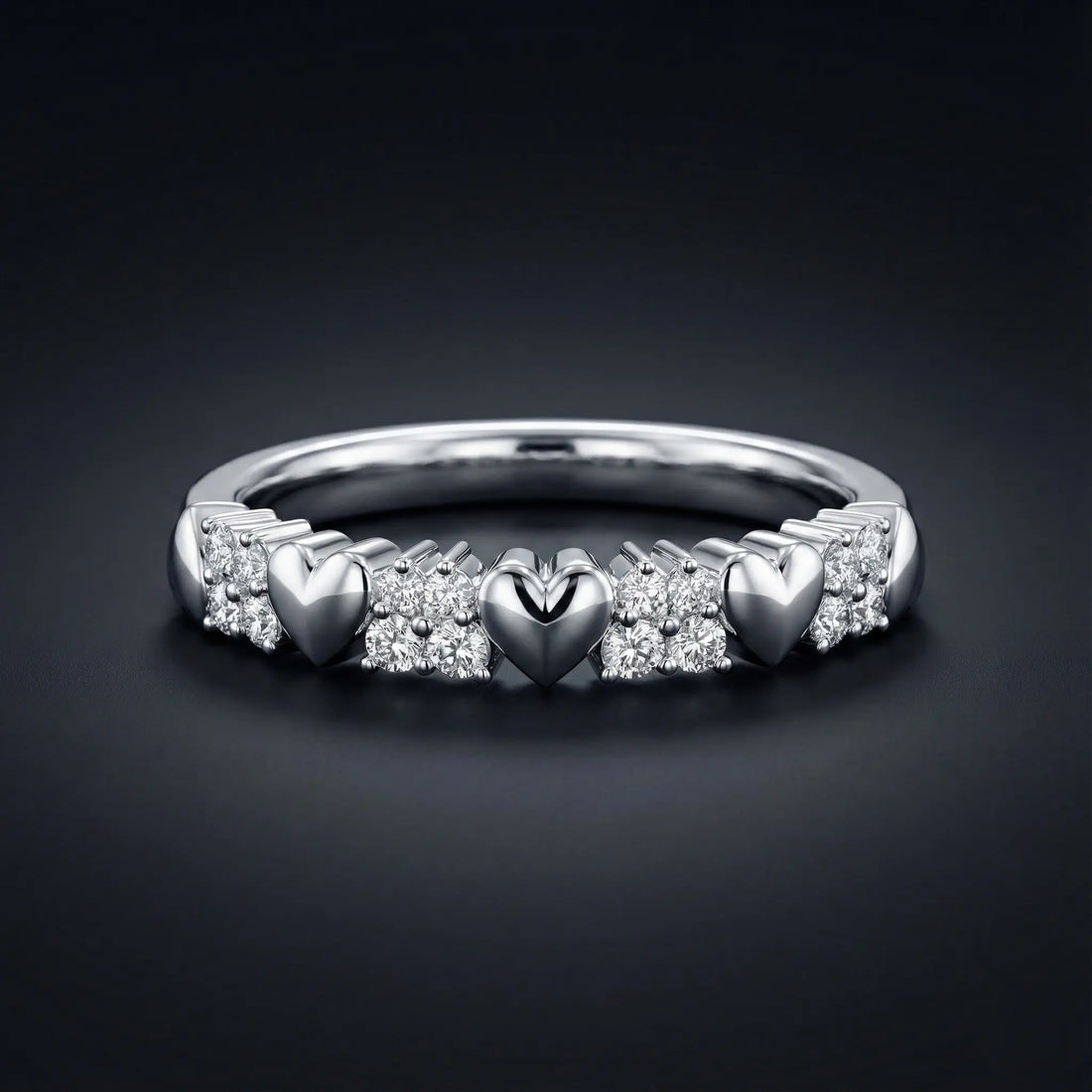 Heart Cluster Diamond Band Ring Orilucent