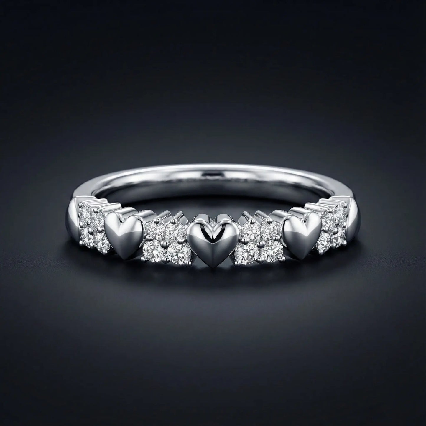Heart Cluster Diamond Band Ring Orilucent