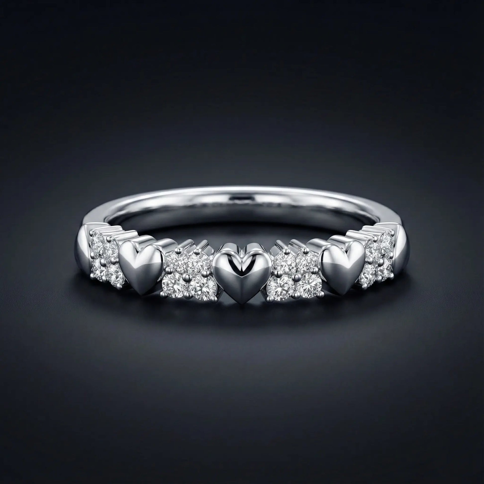 Heart Cluster Diamond Band Ring Orilucent