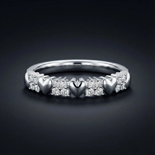 Heart Cluster Diamond Band Ring Orilucent