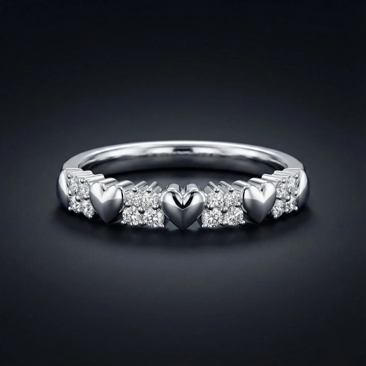 Heart Cluster Diamond Band Ring Orilucent