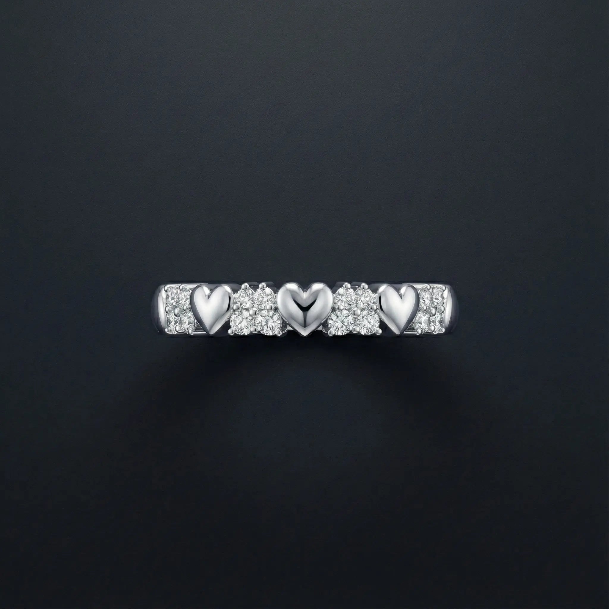 Heart Cluster Diamond Band Ring Orilucent