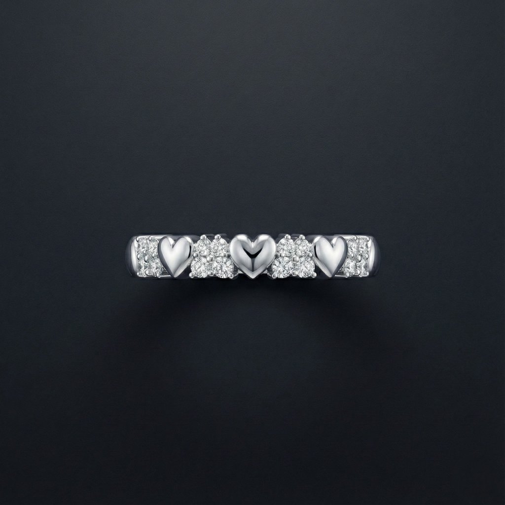 Heart Halo 925 Silver Diamond Ring with Lab-Grown Diamonds