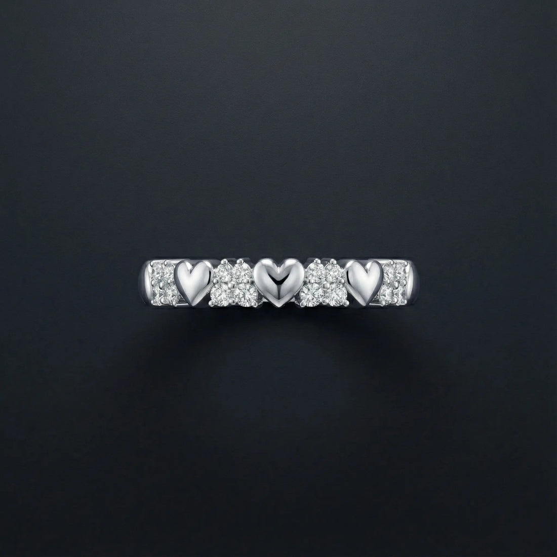 Heart Cluster Diamond Band Ring Orilucent