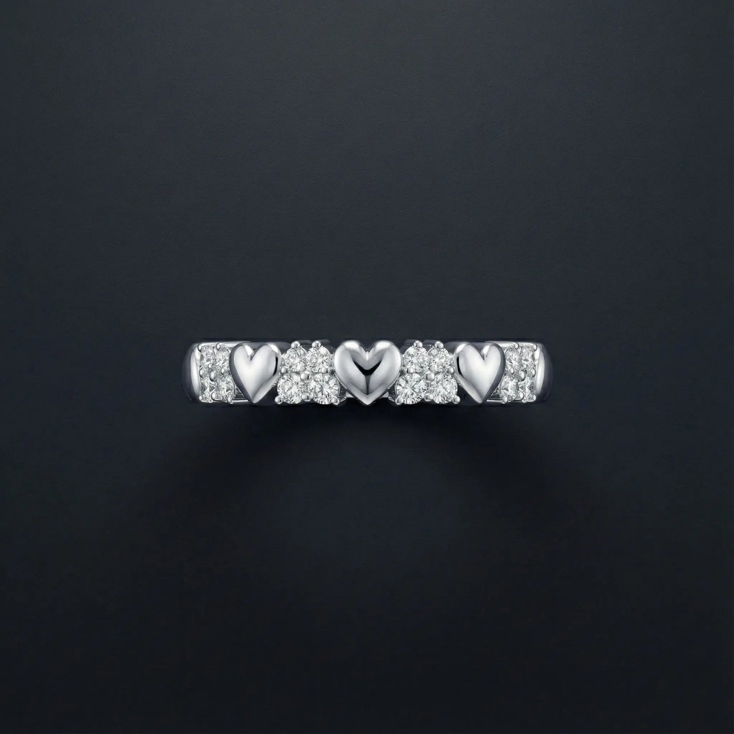 Heart Cluster Diamond Band Ring Orilucent