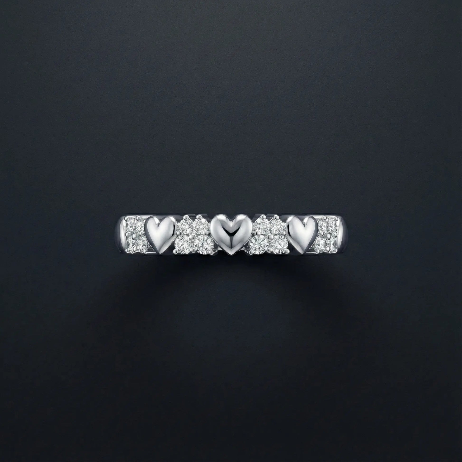 Heart Cluster Diamond Band Ring Orilucent