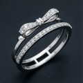 Bow Duo 925 Silver Diamond Ring with Lab-Grown Diamonds