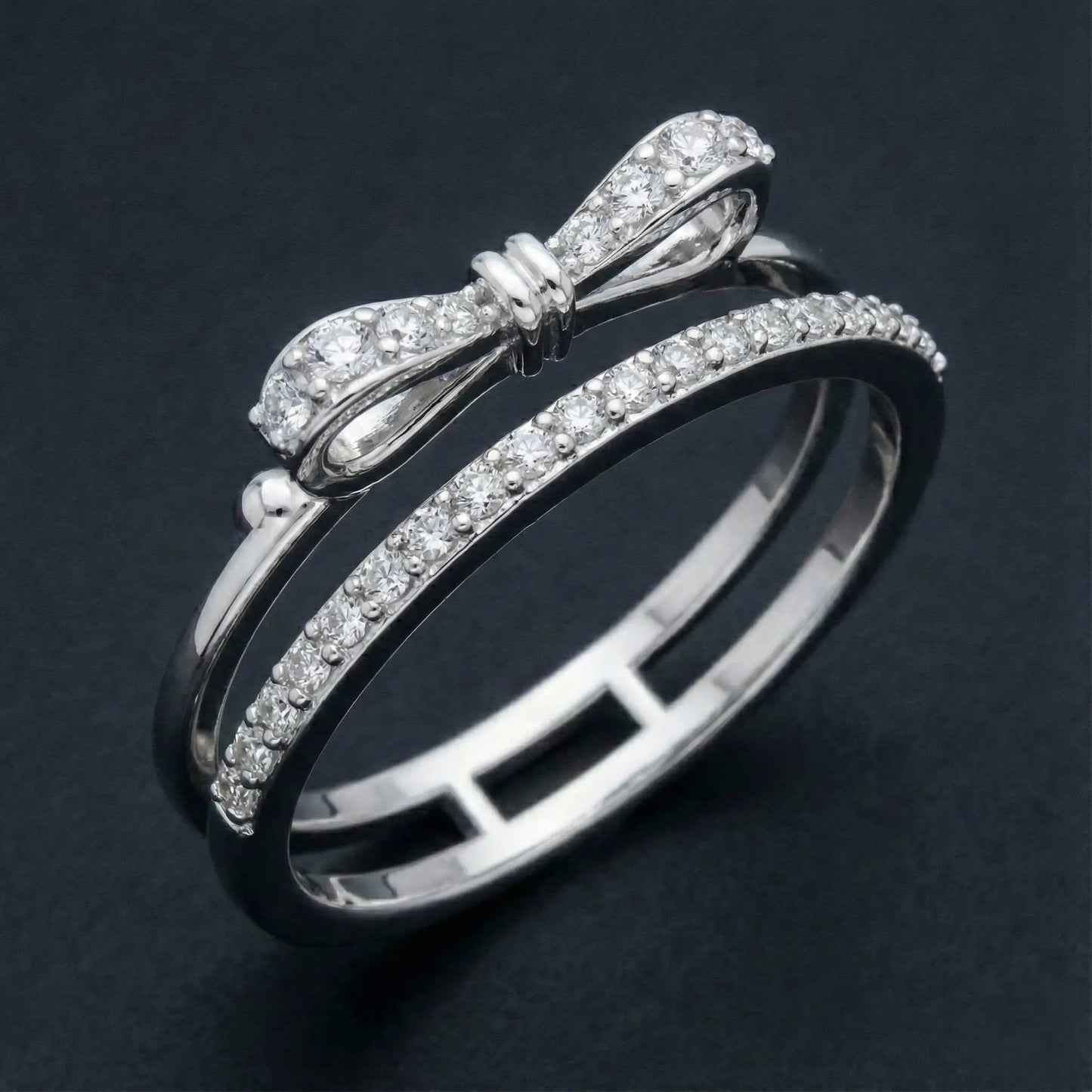 Diamond Bow Split Band Ring Orilucent