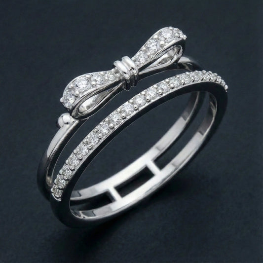 Diamond Bow Split Band Ring Orilucent