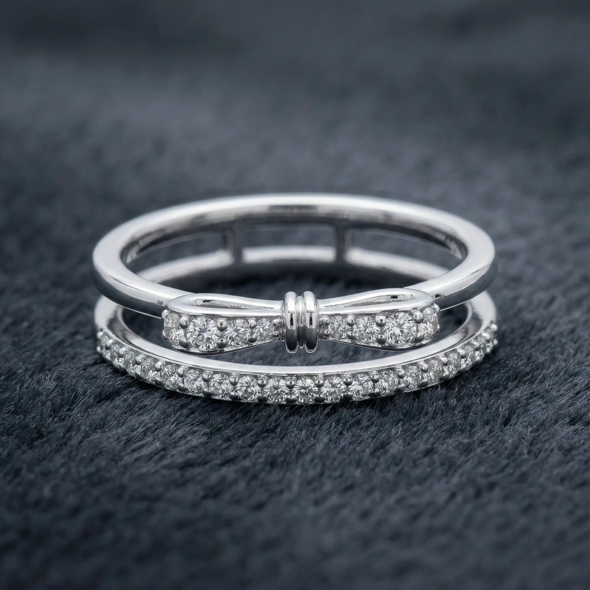 Diamond Bow Split Band Ring Orilucent