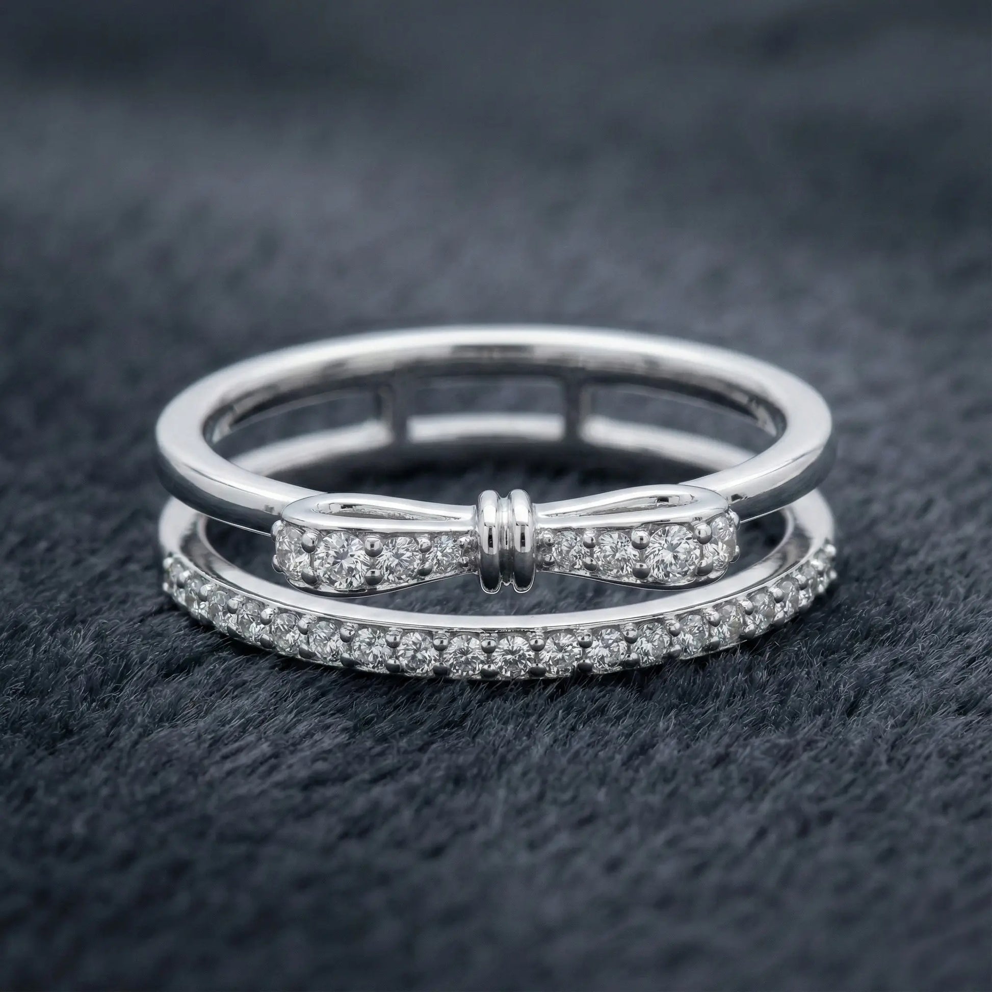 Diamond Bow Split Band Ring Orilucent